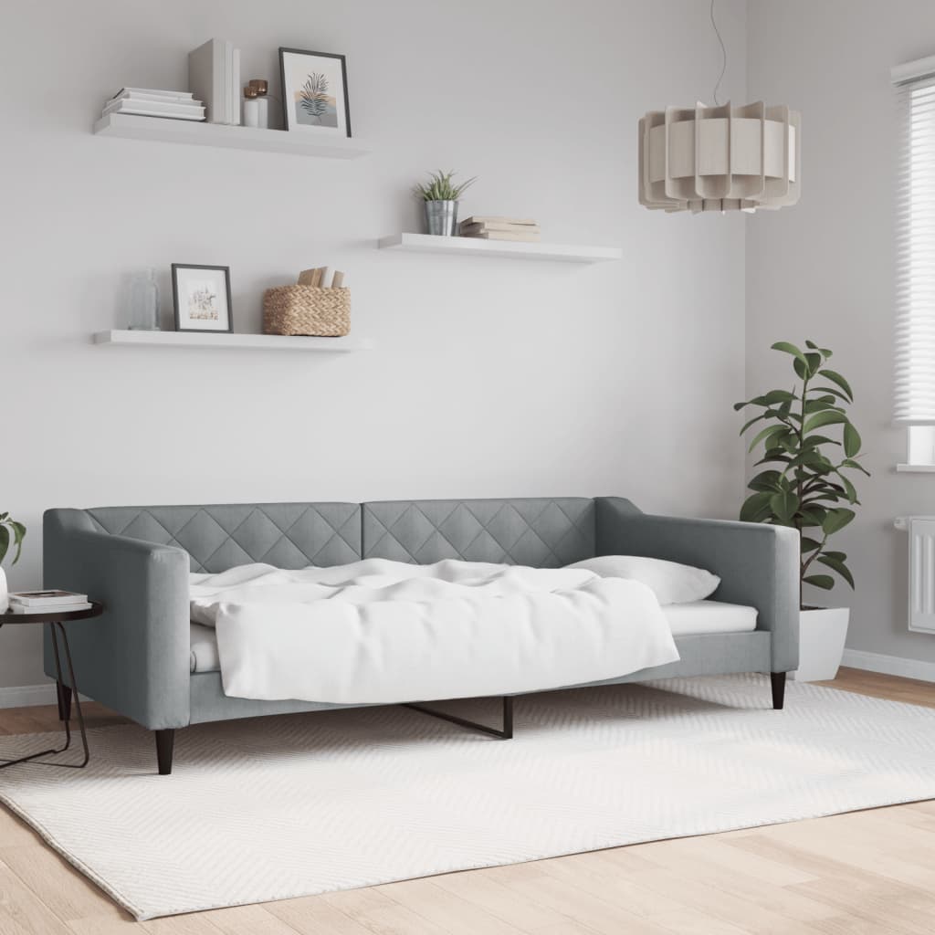 Slaapbank 100x200 cm stof lichtgrijs – afbeelding 1