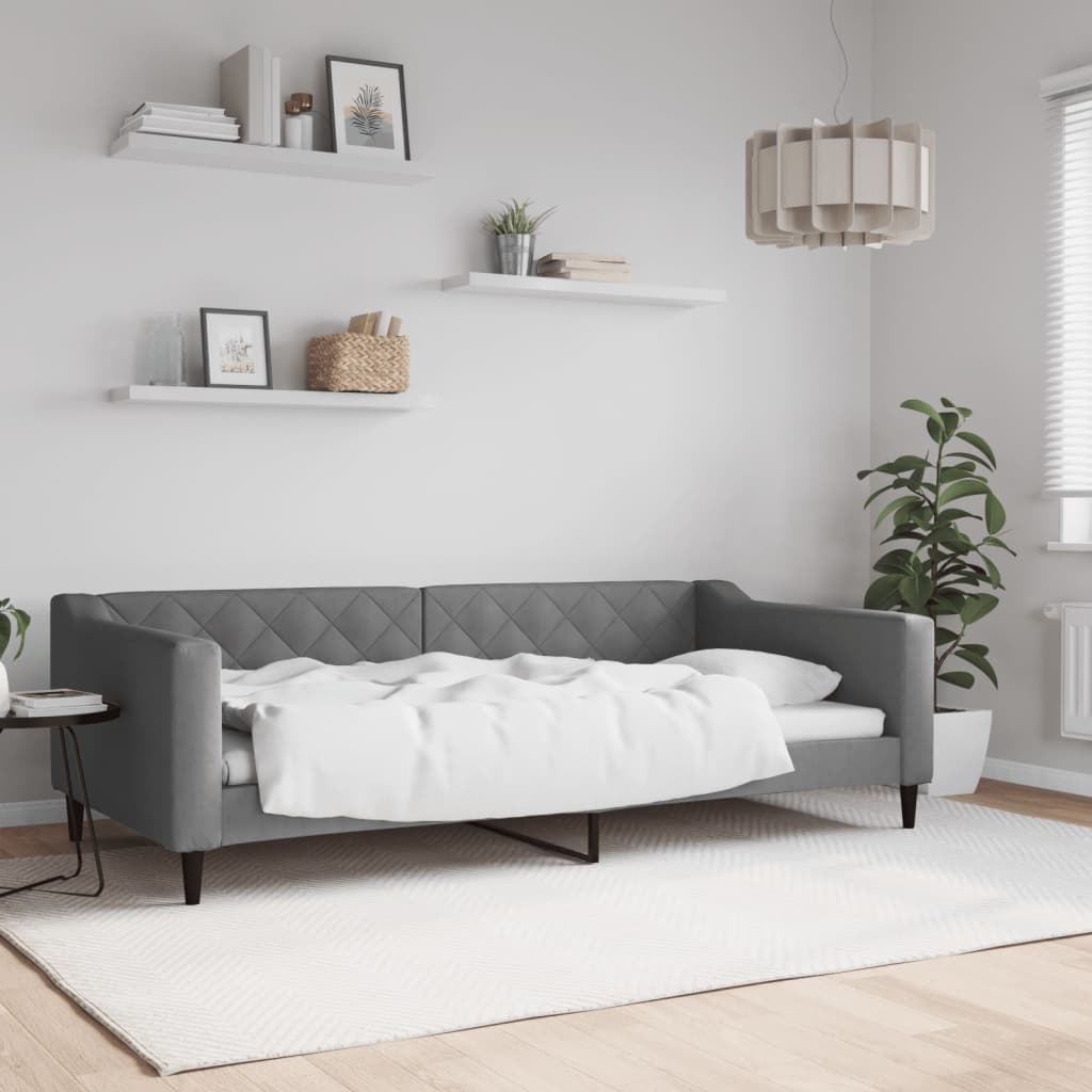 Slaapbank 100x200 cm stof donkergrijs – afbeelding 1