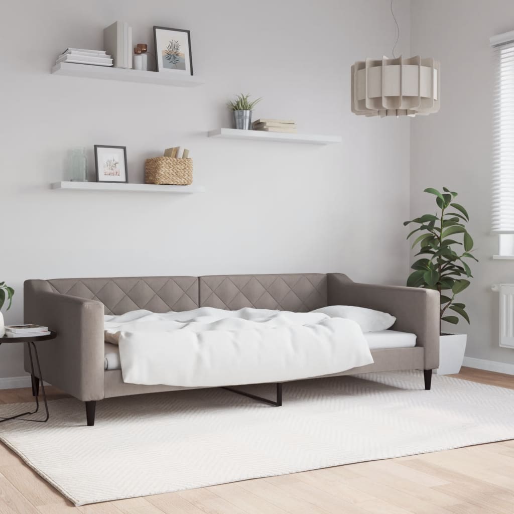 Slaapbank 100x200 cm stof taupe – afbeelding 1