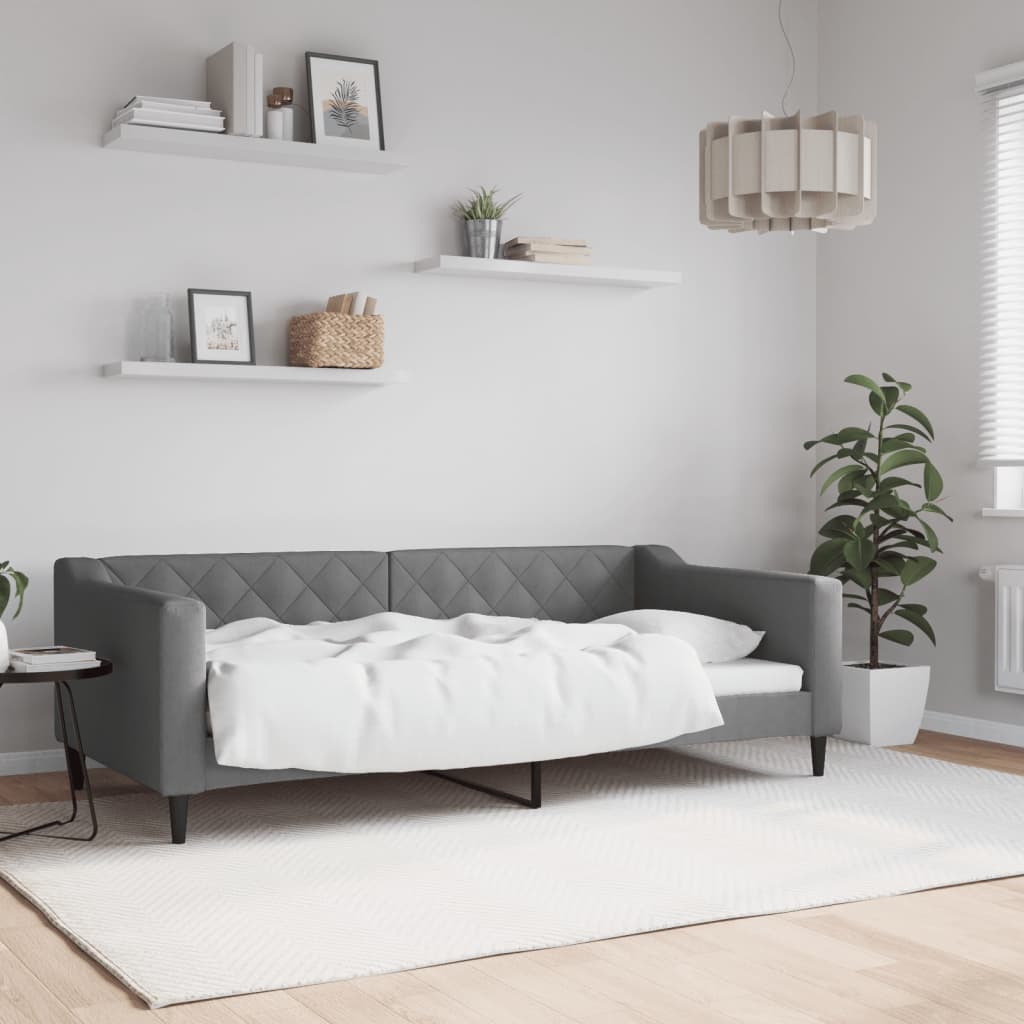 Slaapbank 90x190 cm stof donkergrijs – afbeelding 1