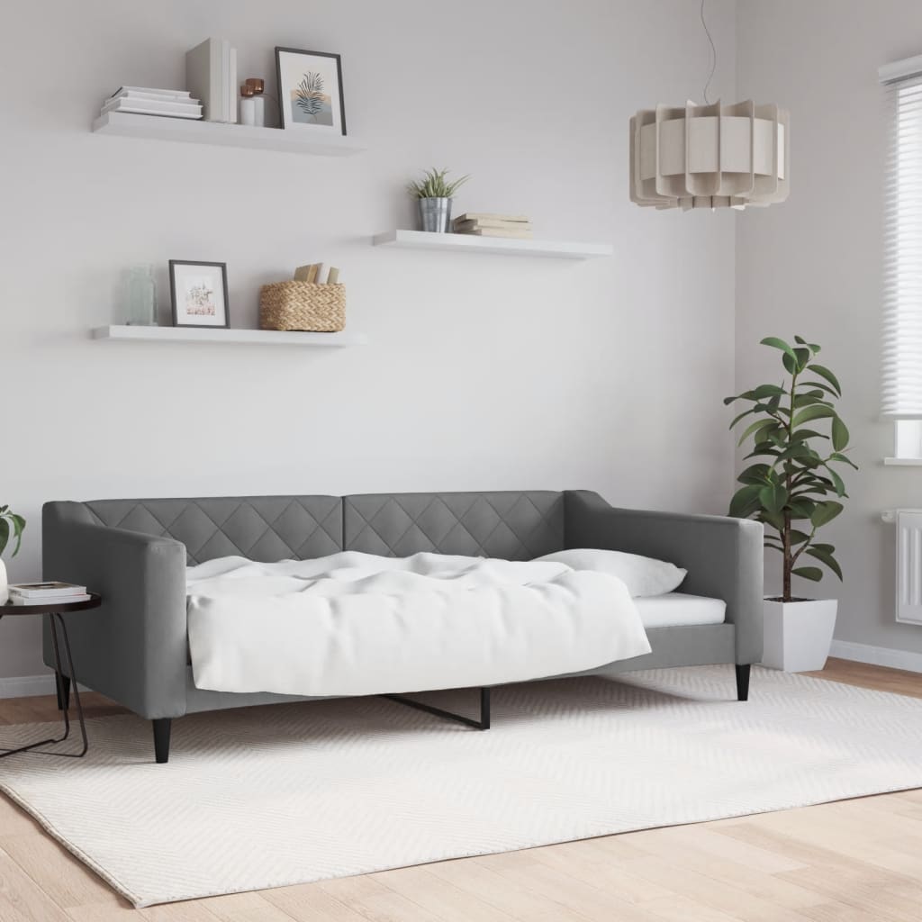 Slaapbank 100x190 cm stof donkergrijs – afbeelding 1