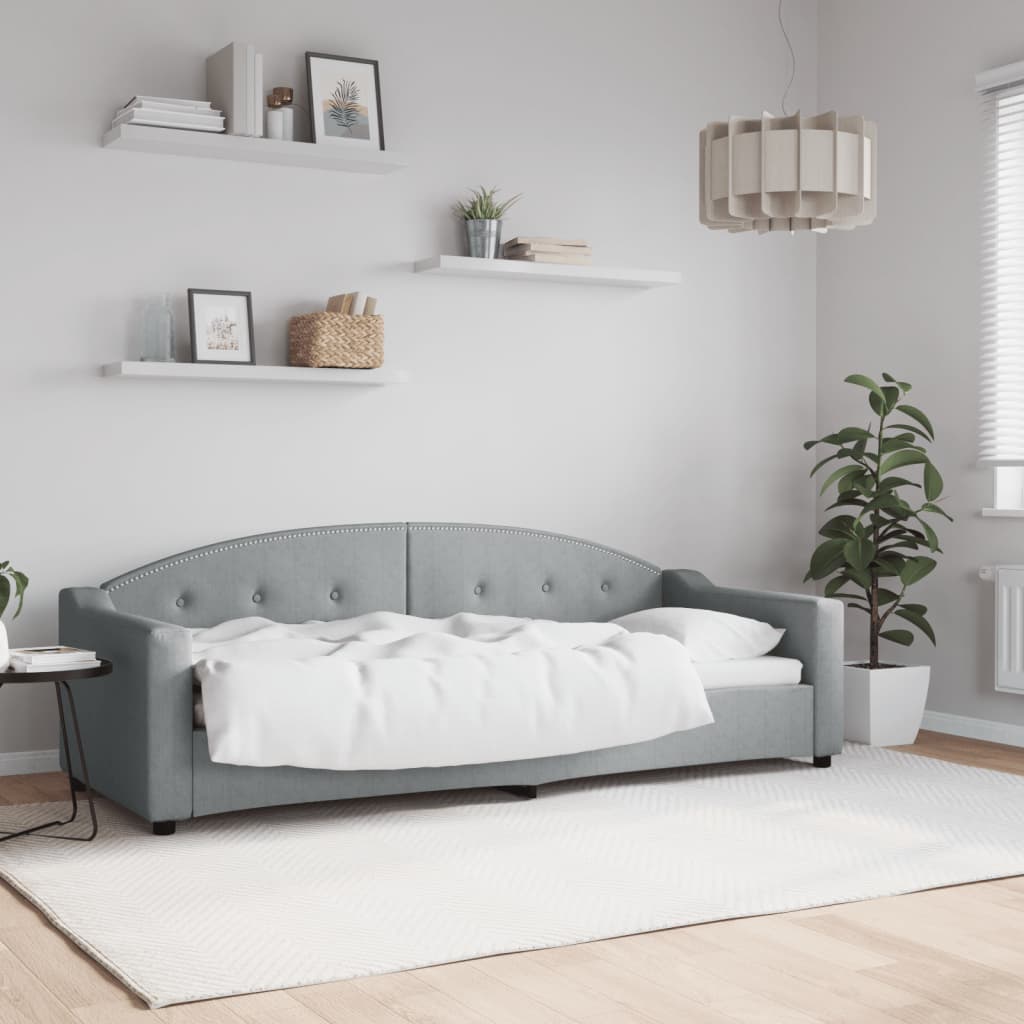 Slaapbank 80x200 cm stof lichtgrijs – afbeelding 1