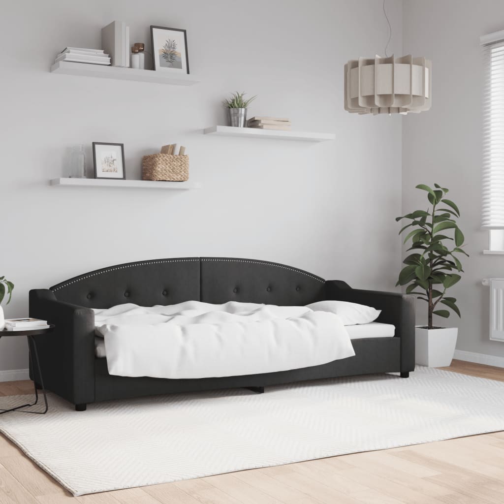 Slaapbank 80x200 cm stof zwart – afbeelding 1