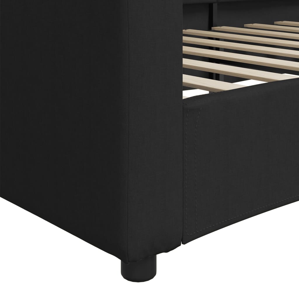 Slaapbank 80x200 cm stof zwart – afbeelding 6