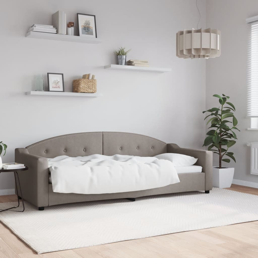 Slaapbank 80x200 cm stof taupe – afbeelding 1