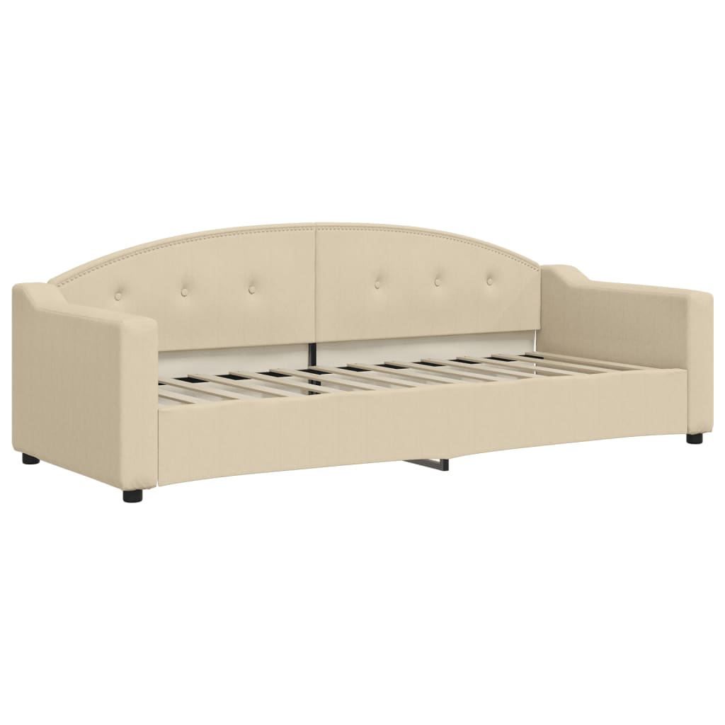 Slaapbank 80x200 cm stof crèmekleurig – afbeelding 2
