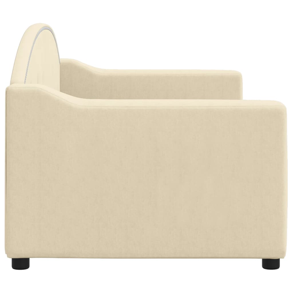Slaapbank 80x200 cm stof crèmekleurig – afbeelding 4