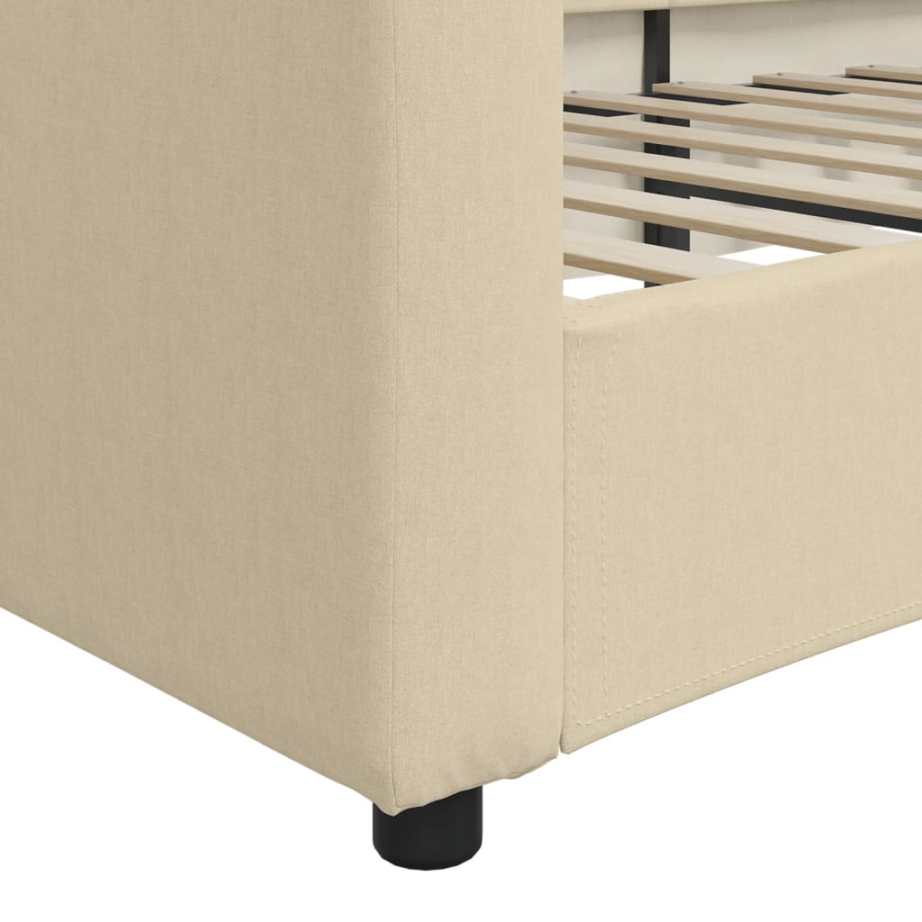 Slaapbank 80x200 cm stof crèmekleurig – afbeelding 6