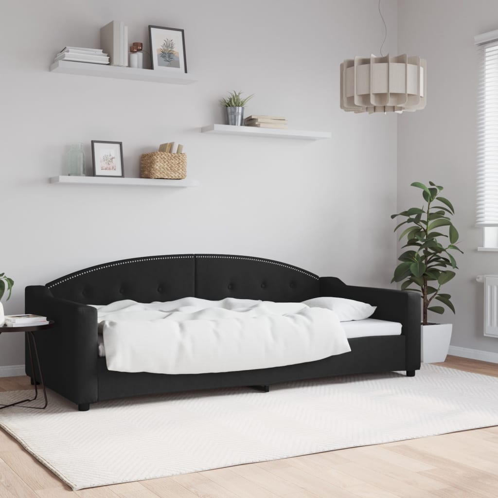 Slaapbank 90x200 cm stof zwart – afbeelding 1