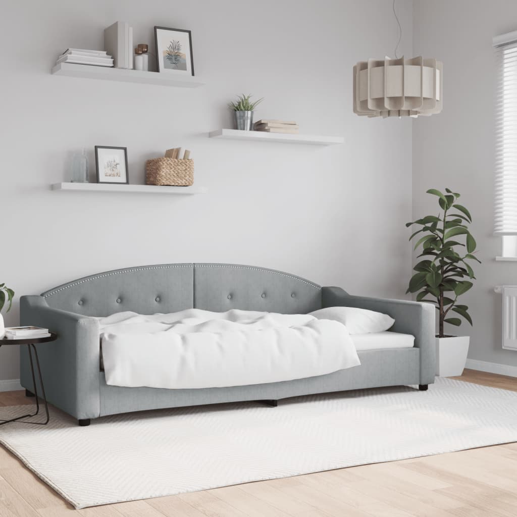 Slaapbank 100x200 cm stof lichtgrijs – afbeelding 1