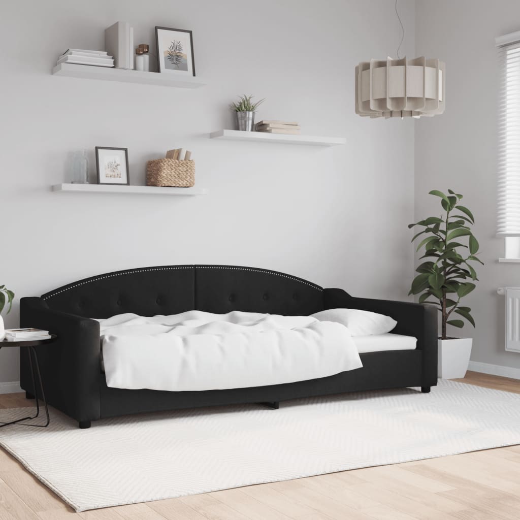 Slaapbank 100x200 cm stof zwart – afbeelding 1