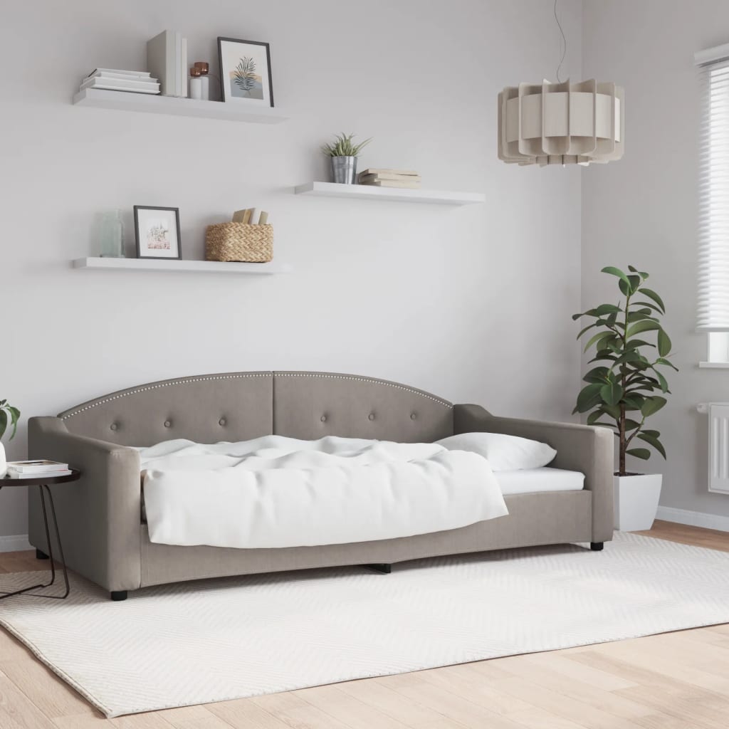 Slaapbank 100x200 cm stof taupe – afbeelding 1