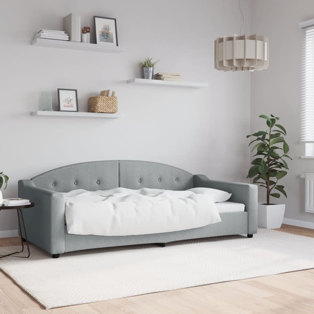 Slaapbank 90x190 cm stof lichtgrijs – afbeelding 1