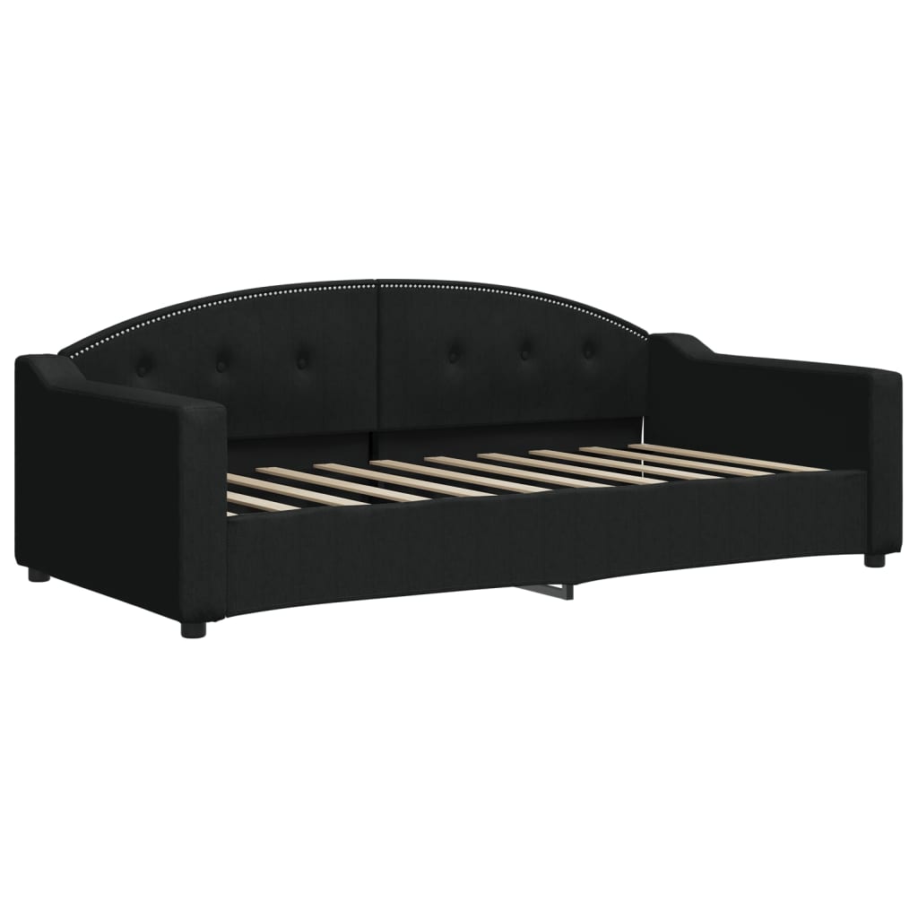 Slaapbank 90x190 cm stof zwart – afbeelding 2