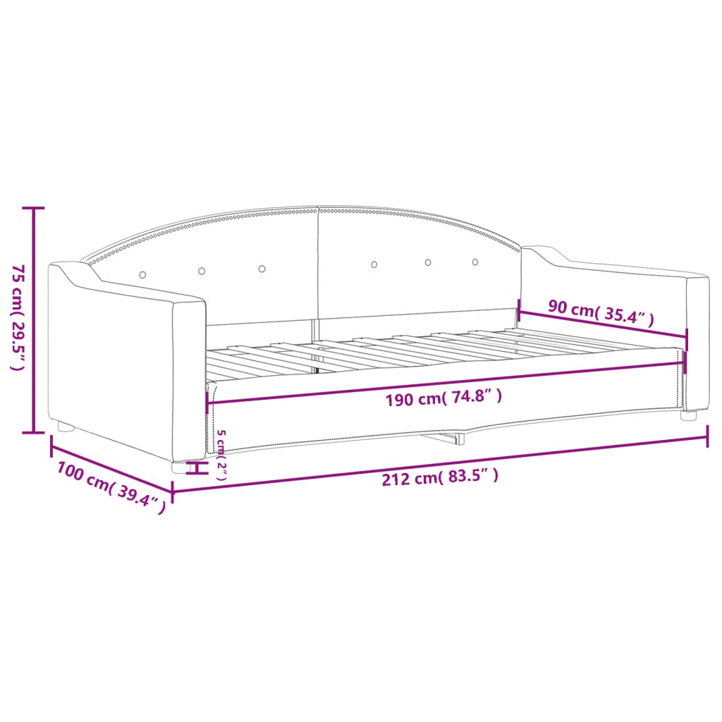 Slaapbank 90x190 cm stof zwart – afbeelding 8