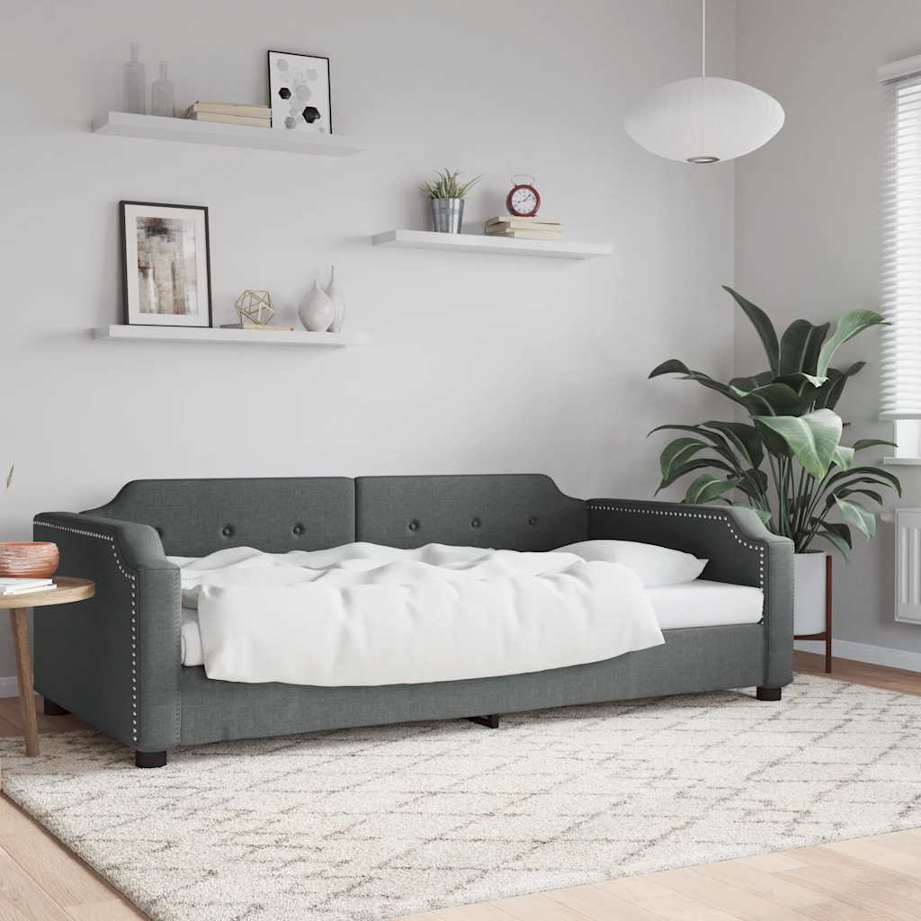 Slaapbank 80x200 cm stof donkergrijs – afbeelding 1