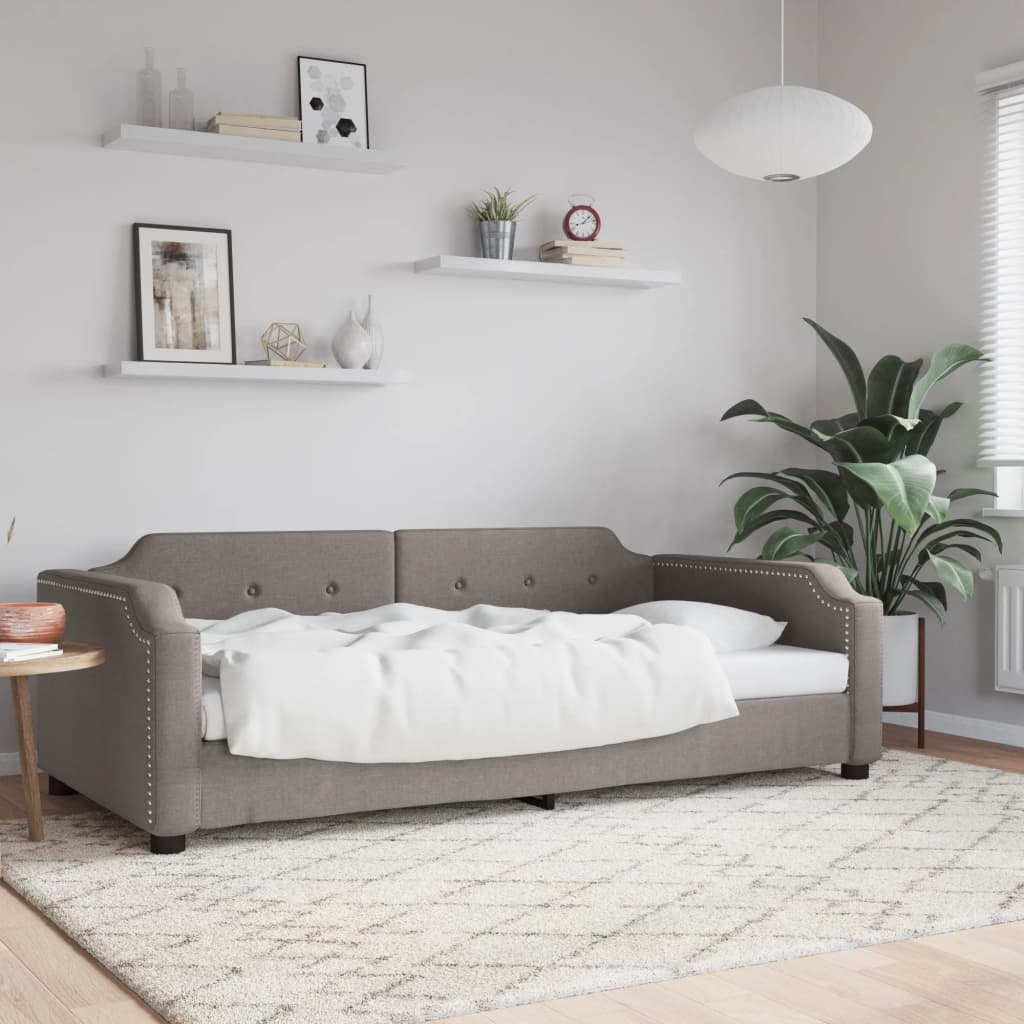 Slaapbank 80x200 cm stof taupe – afbeelding 1