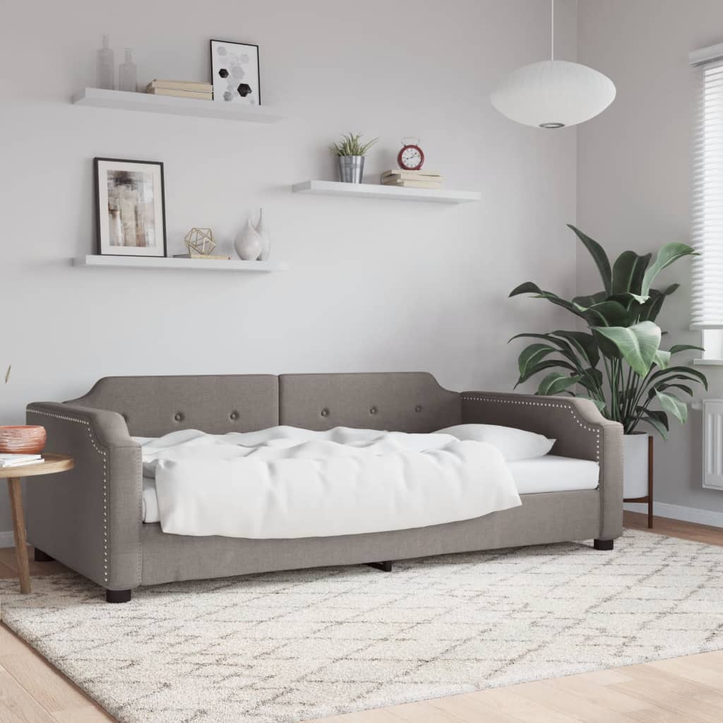 Slaapbank 90x200 cm stof taupe – afbeelding 1