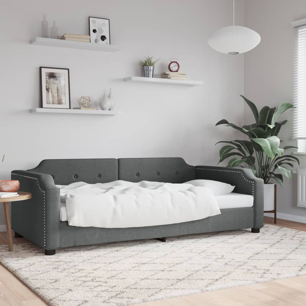 Slaapbank 100x200 cm stof donkergrijs – afbeelding 1
