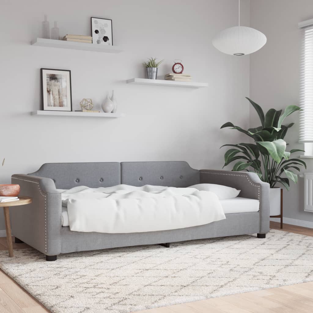 Slaapbank 90x190 cm stof lichtgrijs – afbeelding 1