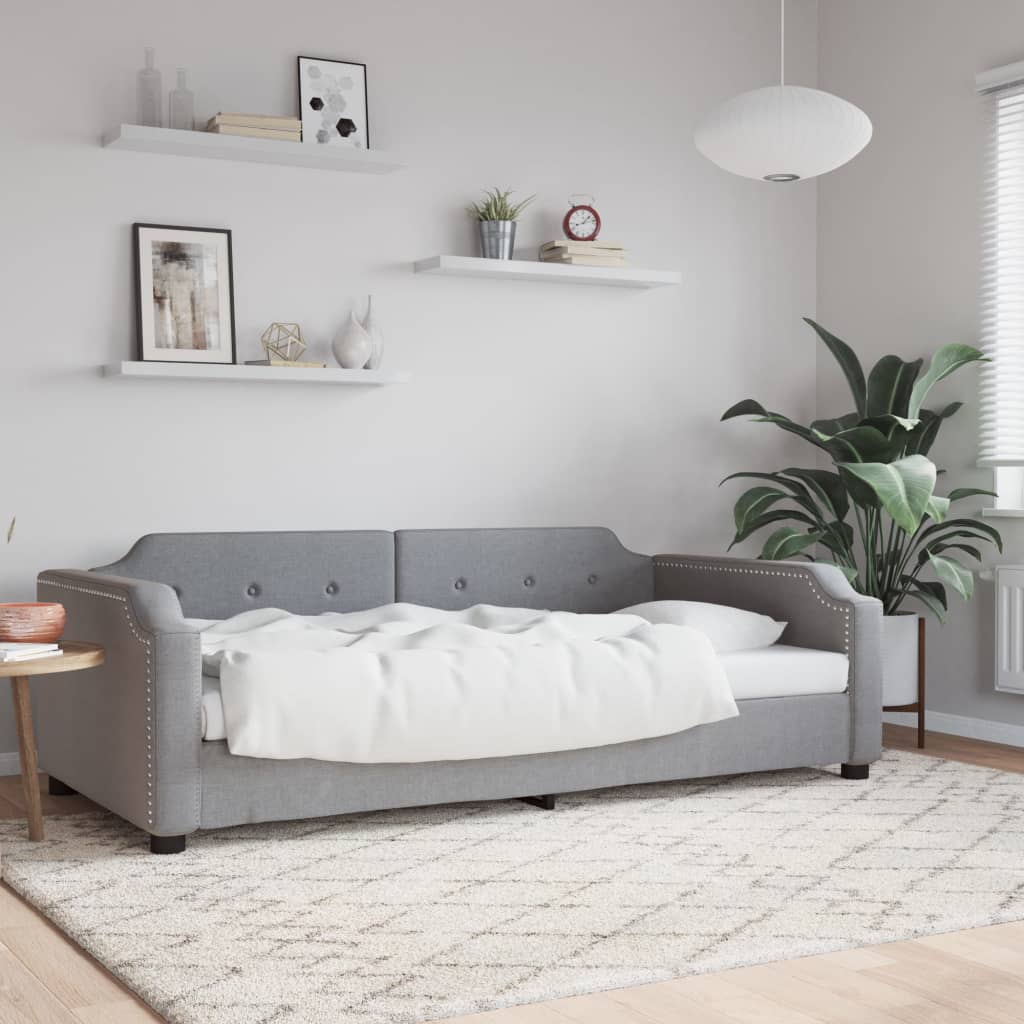 Slaapbank 100x190 cm stof lichtgrijs – afbeelding 1