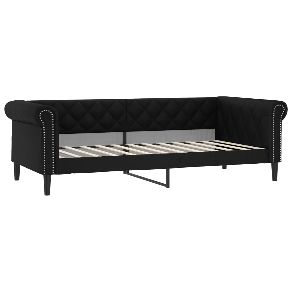 Slaapbank 80x200 cm kunstleer zwart – afbeelding 2