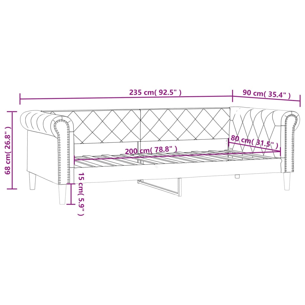 Slaapbank 80x200 cm kunstleer zwart – afbeelding 8