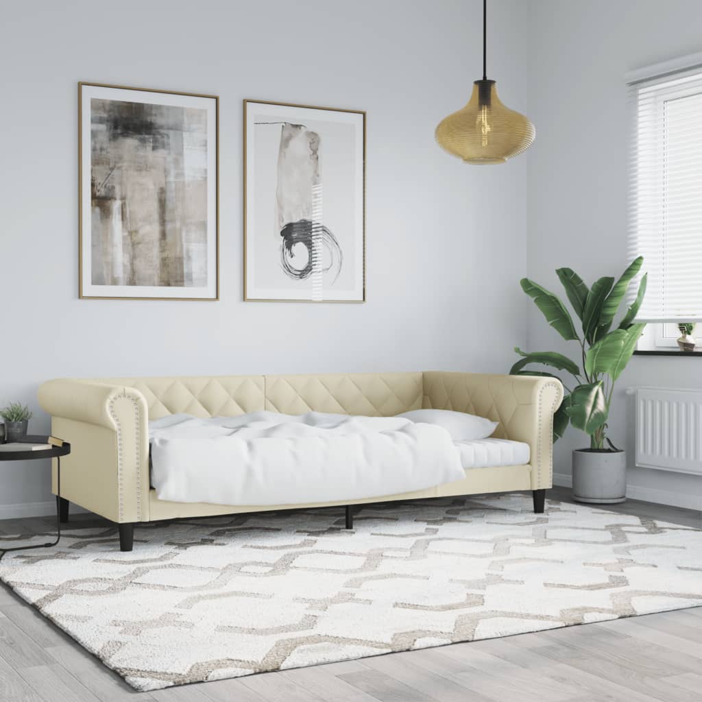 Slaapbank 80x200 cm kunstleer crèmekleurig – afbeelding 1