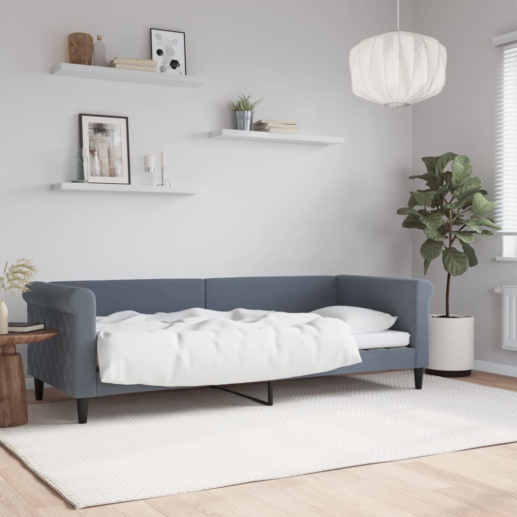 Slaapbank 80x200 cm fluweel donkergrijs – afbeelding 1