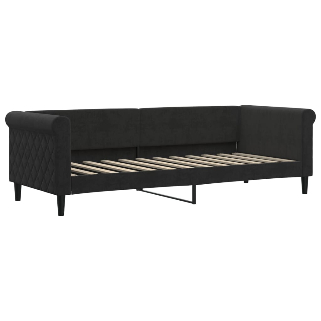 Slaapbank 80x200 cm fluweel zwart – afbeelding 2