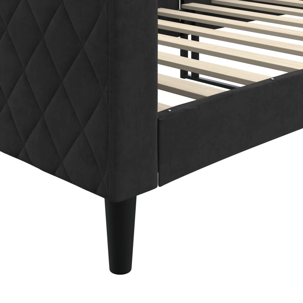 Slaapbank 80x200 cm fluweel zwart – afbeelding 6