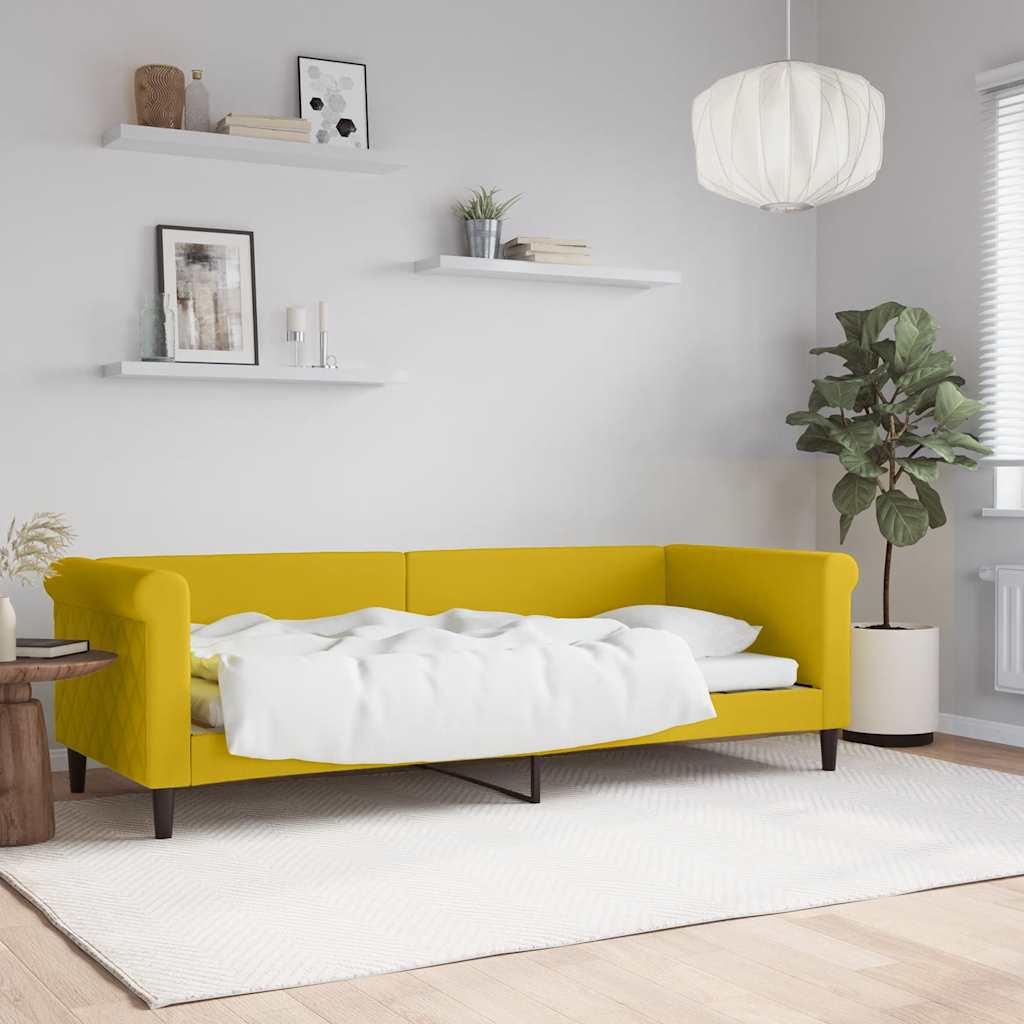 Slaapbank 80x200 cm fluweel geel – afbeelding 1