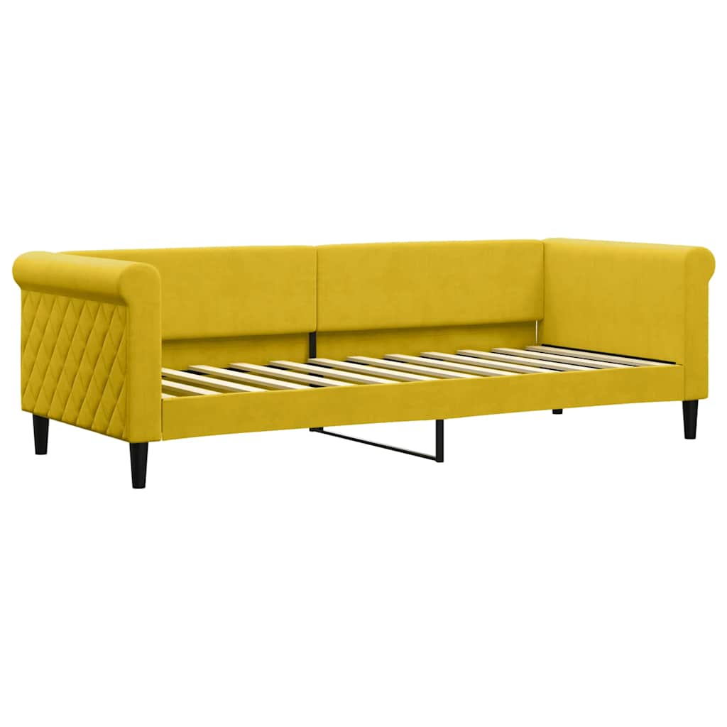 Slaapbank 80x200 cm fluweel geel – afbeelding 2
