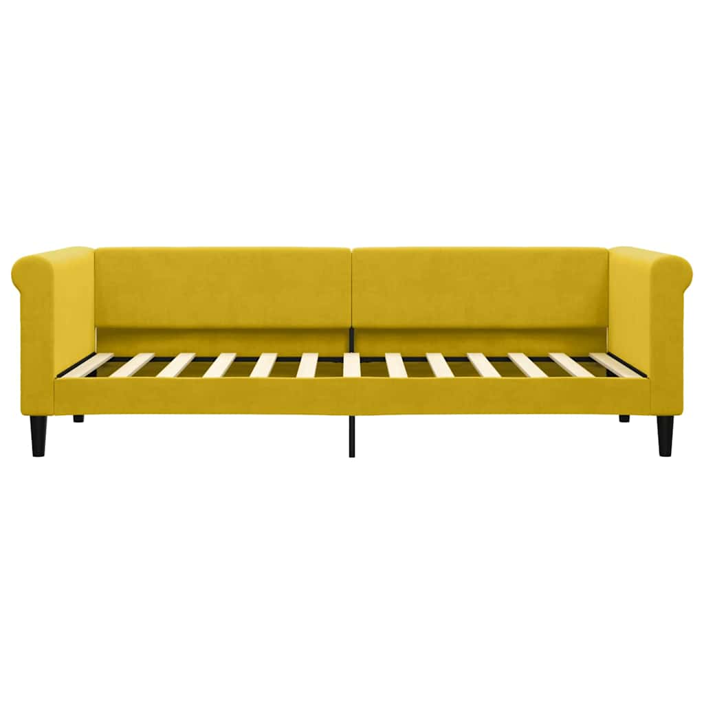 Slaapbank 80x200 cm fluweel geel – afbeelding 3