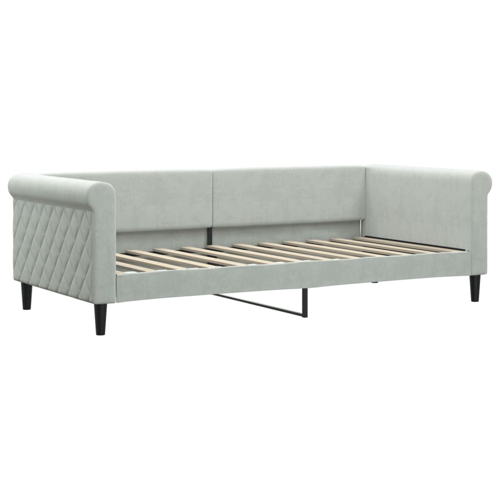 Slaapbank 90x200 cm fluweel lichtgrijs – afbeelding 2