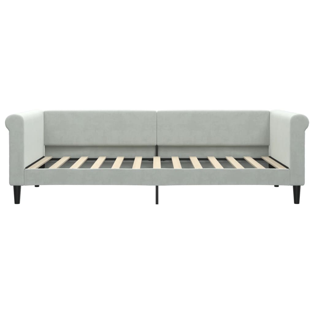 Slaapbank 90x200 cm fluweel lichtgrijs – afbeelding 3