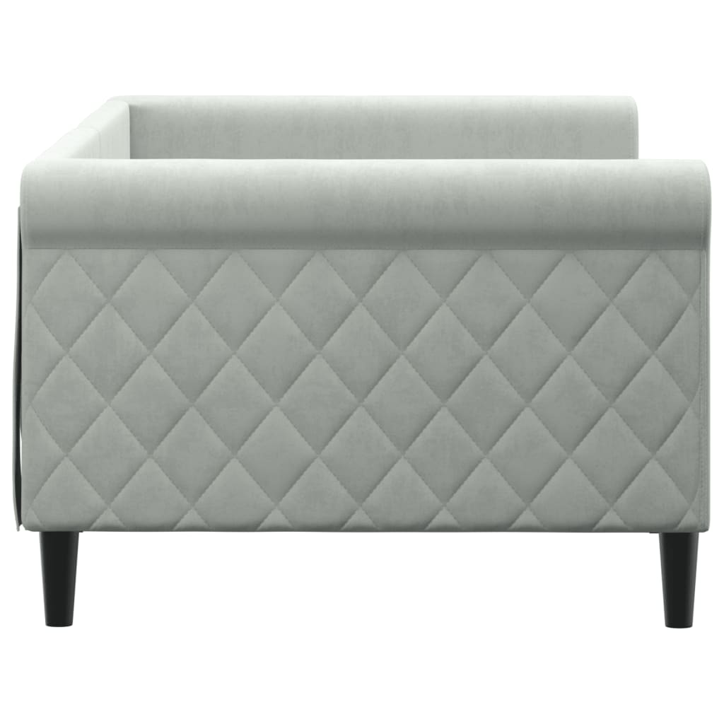 Slaapbank 90x200 cm fluweel lichtgrijs – afbeelding 4