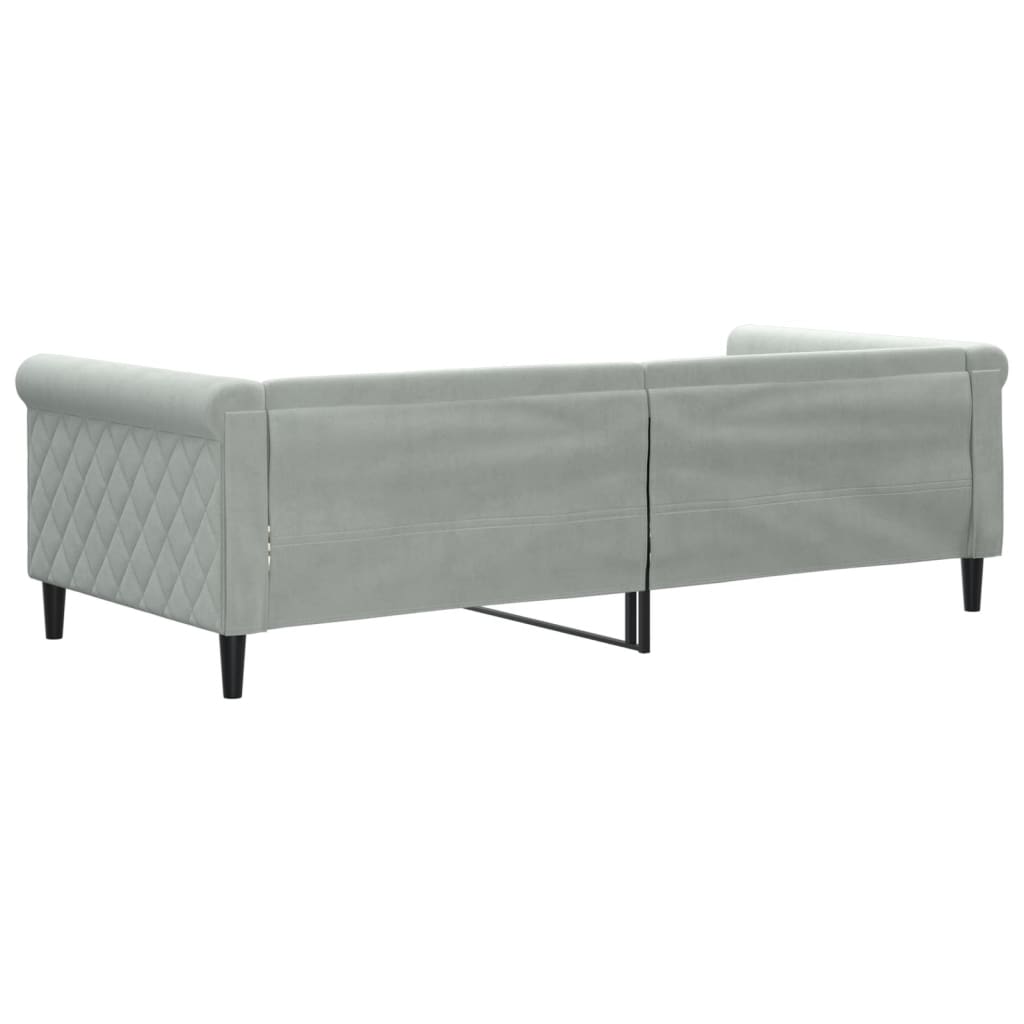 Slaapbank 90x200 cm fluweel lichtgrijs – afbeelding 5