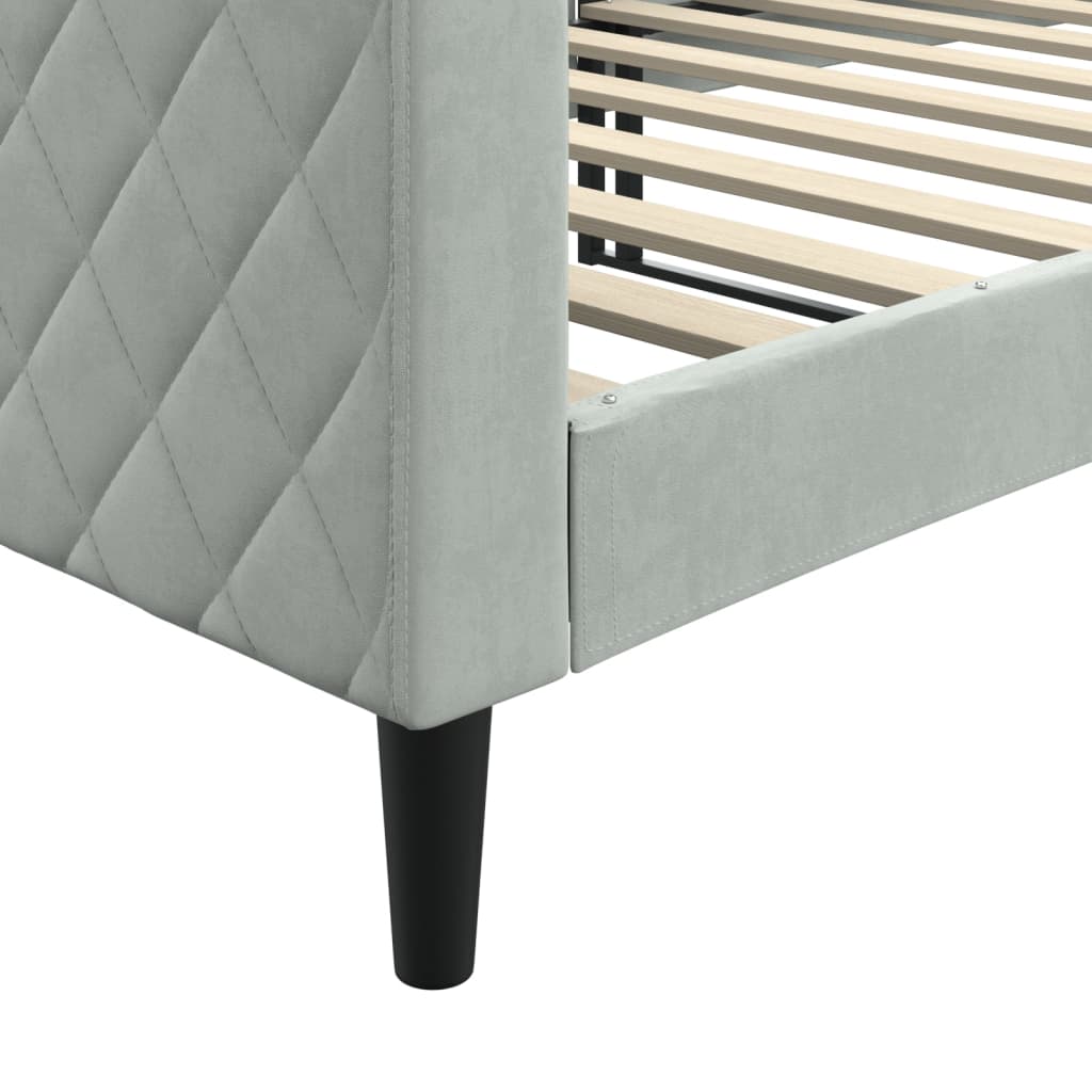 Slaapbank 90x200 cm fluweel lichtgrijs – afbeelding 6