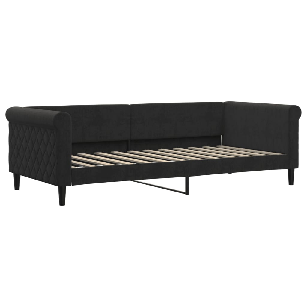 Slaapbank 90x200 cm fluweel zwart – afbeelding 2