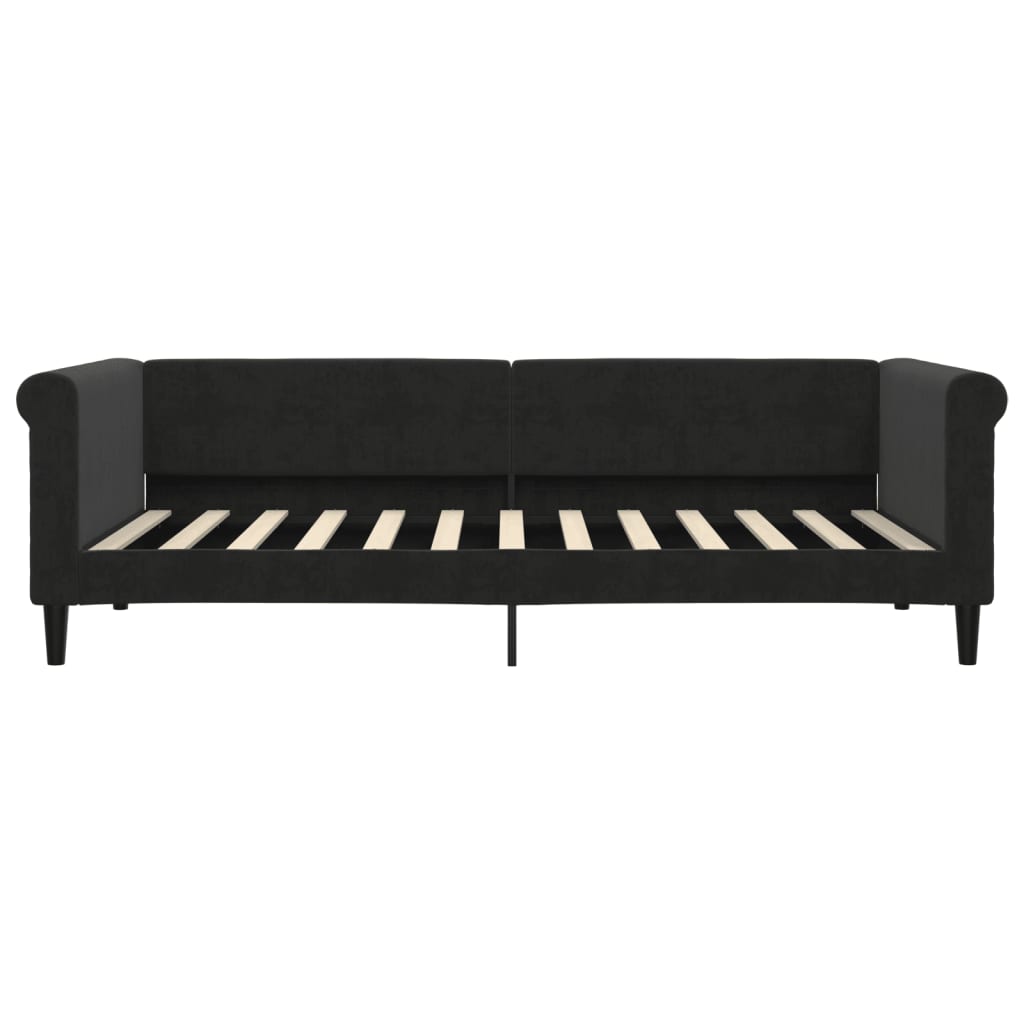 Slaapbank 90x200 cm fluweel zwart – afbeelding 3