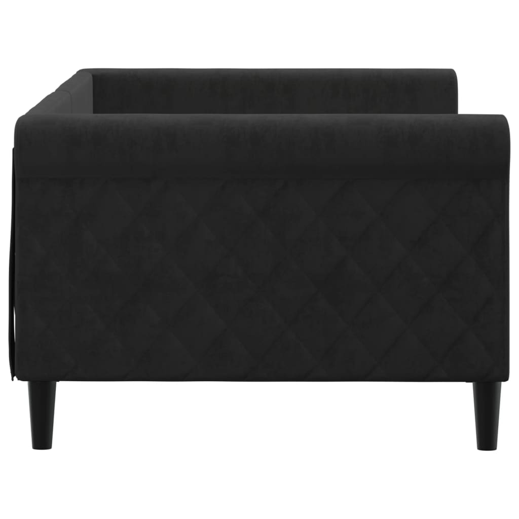 Slaapbank 90x200 cm fluweel zwart – afbeelding 4