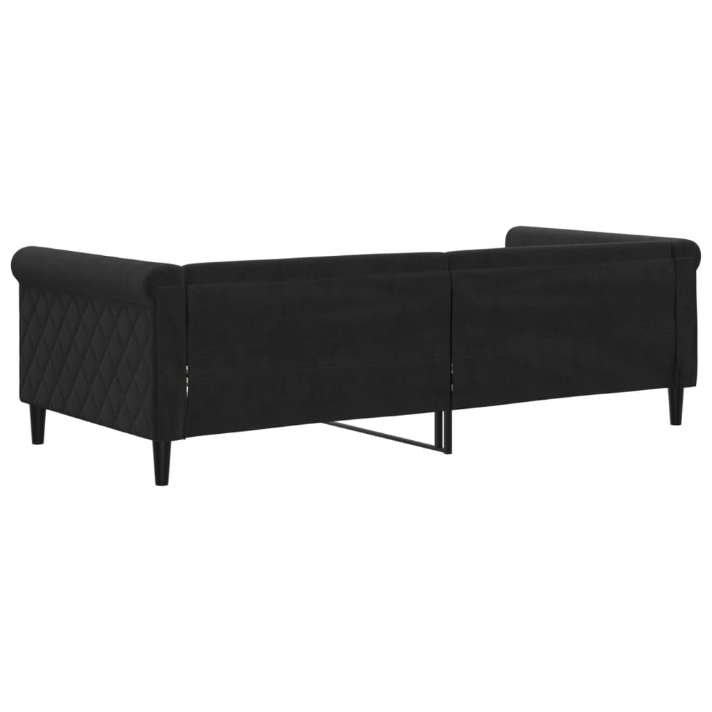 Slaapbank 90x200 cm fluweel zwart – afbeelding 5