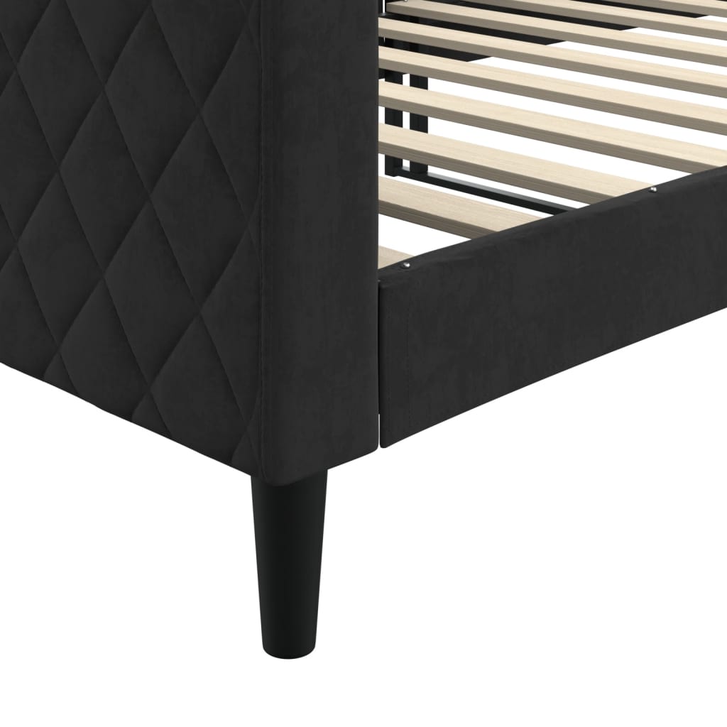 Slaapbank 90x200 cm fluweel zwart – afbeelding 6