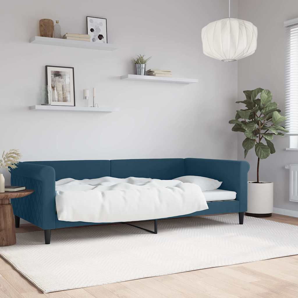 Slaapbank 100x200 cm fluweel blauw – afbeelding 1