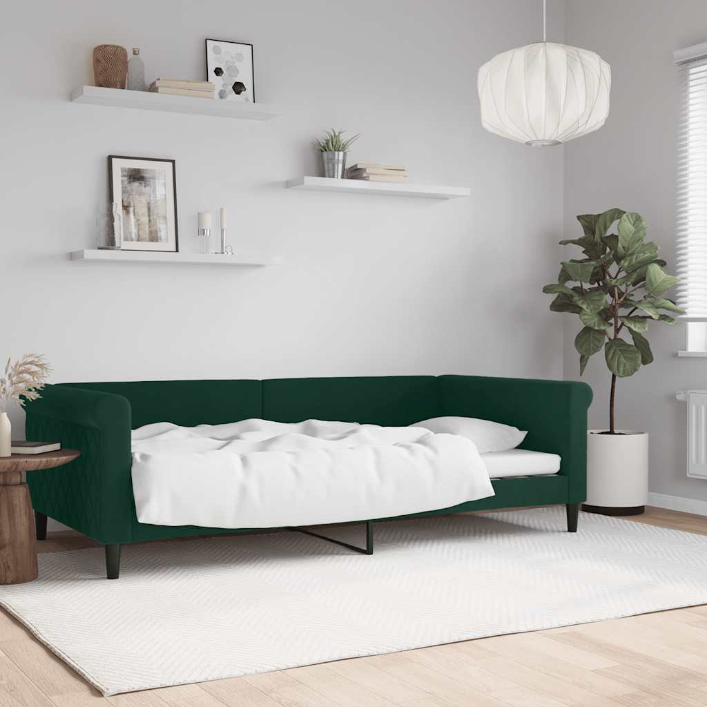 Slaapbank 100x200 cm fluweel donkergroen – afbeelding 1