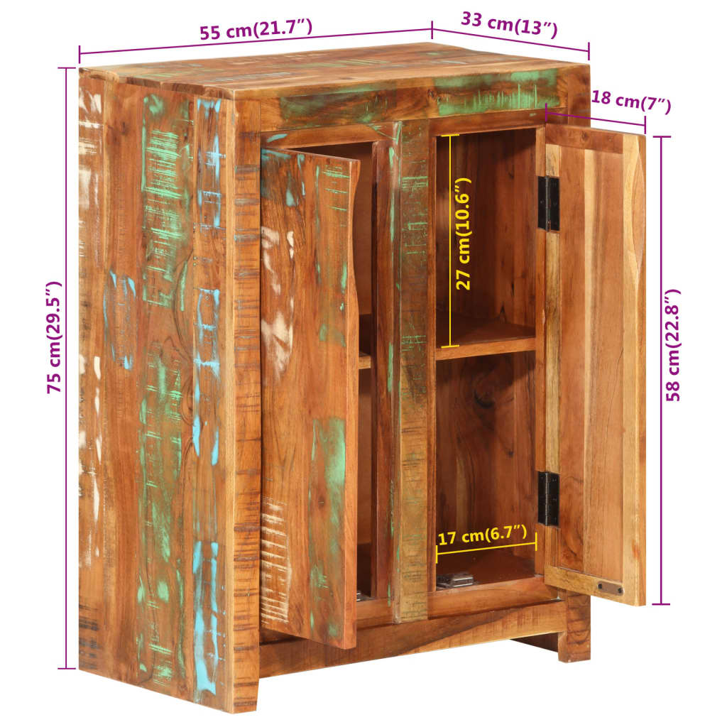 Dressoir 55x33x75 cm massief gerecycled hout – afbeelding 8