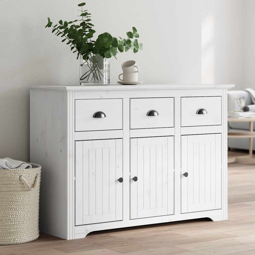 Dressoir BODO 115,5x44x80 cm massief grenenhout wit – afbeelding 1