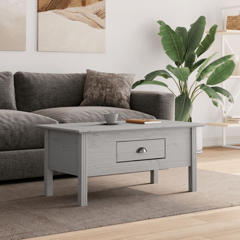 Salontafel BODO 100x55x46 cm massief grenenhout grijs – afbeelding 1