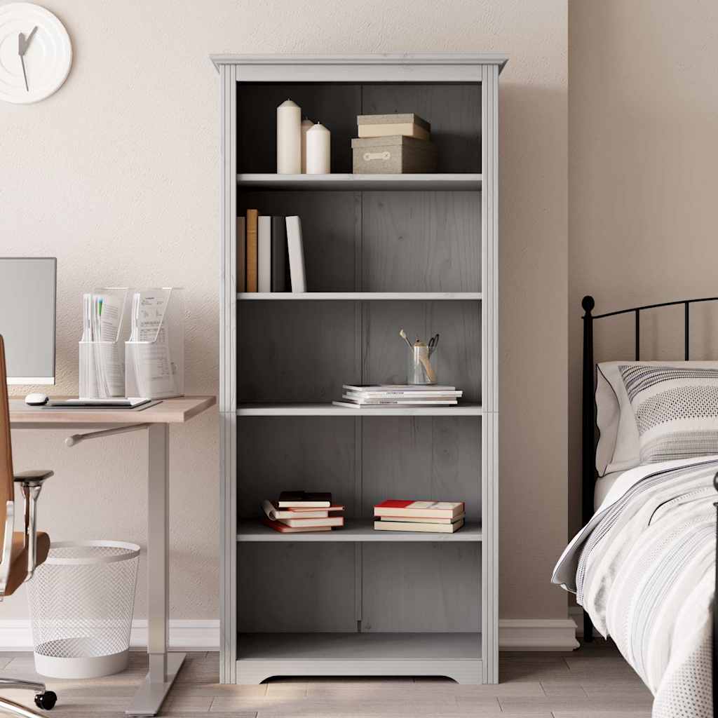 Boekenkast 5-laags BODO 82x40x173 cm massief grenenhout grijs